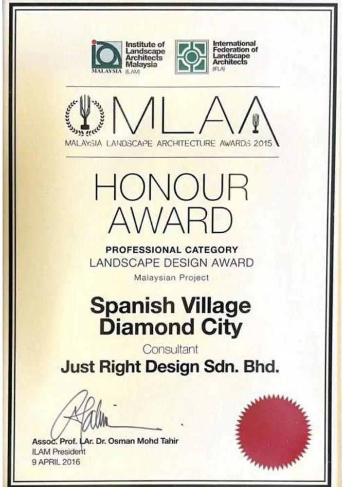 Spanish Village Diamond City certificate