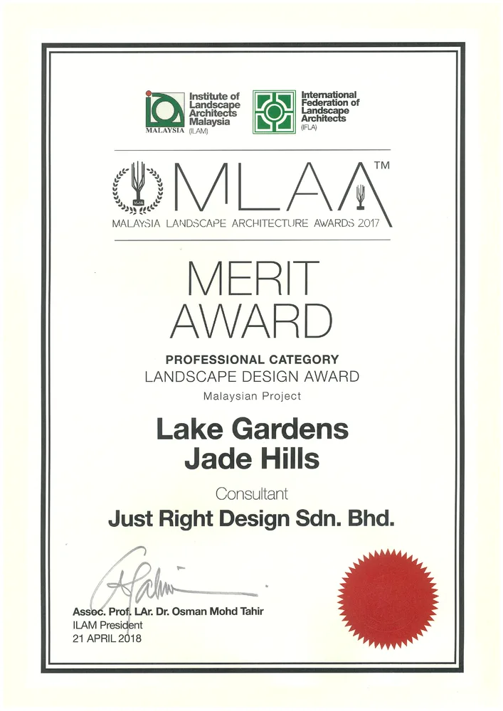 Lake Gardens Jade Hills certificate